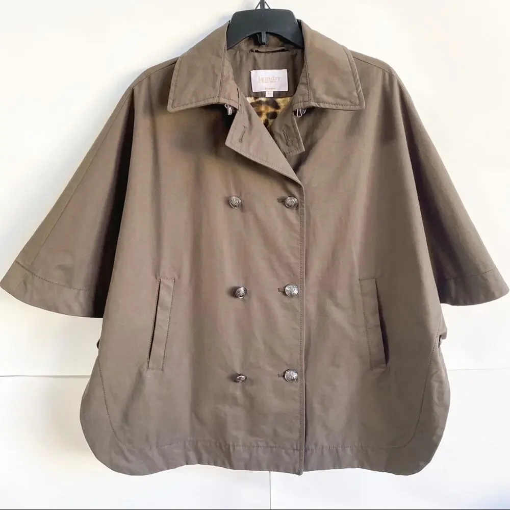 NEW Laundry By Shelli Segal Coat Brown‎ Leopard